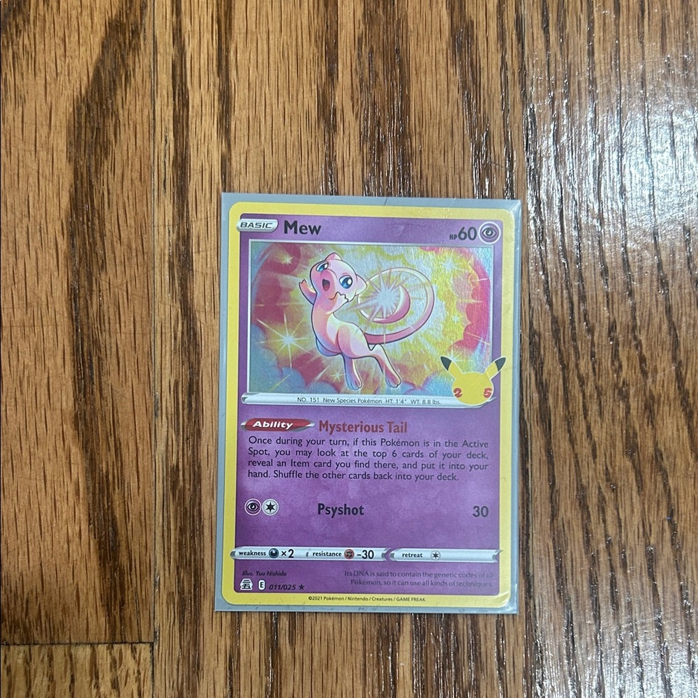 Mew Pokémon Card with Holographic Design